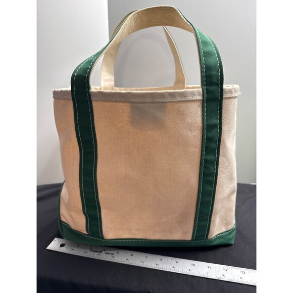 L.L. Bean Boat & Tote Bag Bangor 2005-2016 Limited Edition Canvas Bag Green Stra - Picture 9 of 9